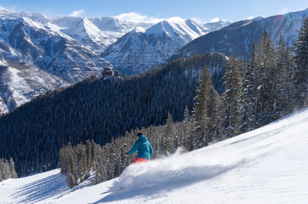 Telluride in March - snowy peaks and bluebird skies